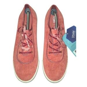 Toms Womens Sneakers Carmel Red Corduroy Casual Velvet Laces Sz 9.5